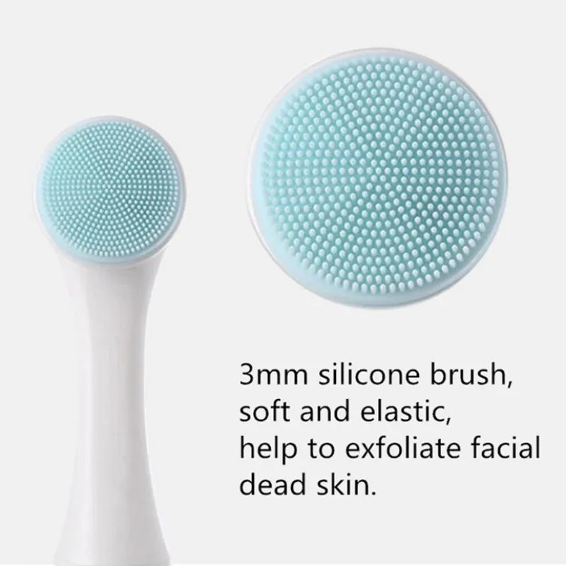 3D Bilateral Silicone Facial Cleanser Manual Massage Facial Brush Soft Bristles Silicone Double-Sided Face Brush Cleaning Tools