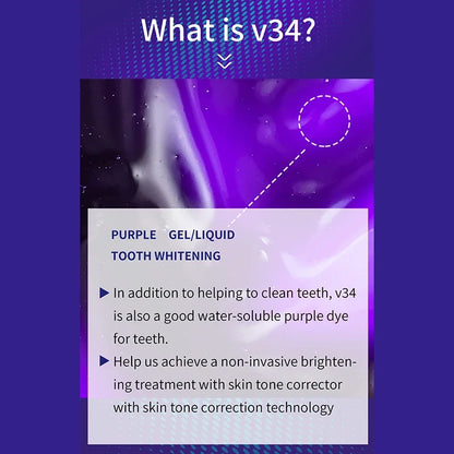 V34 Pro Whitening Toothpaste Removal Plaque Stain Purple Corrector Teeth Enamel Care Easy Reduce Yellowing Oral Clean Care