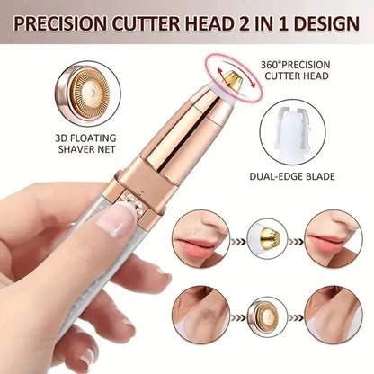 LED Light Rechargeable Eyebrow Razor & Facial Hair Shaver | Painlessly Remove Peach Fuzz, Lip Hair & Shape Eyebrows